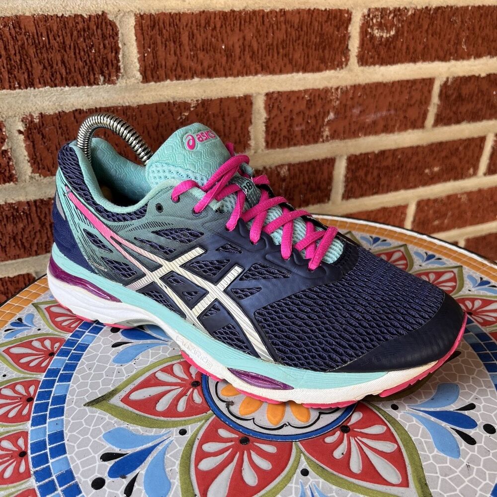 Asics GEL-Cumulus 18 Womens 8 Blue Pink Aqua Running Sneakers T6C8N-3906